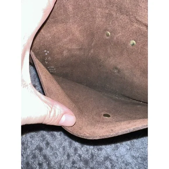 Brown Nobuck Leather Envelope Fold over Wallet Bag - Picture 6 of 10